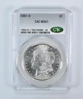 1881-O Morgan Silver Dollar MS61 CAC CACg *5756