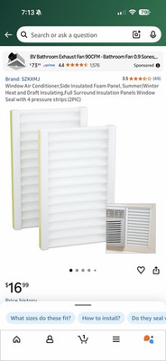 #ad Window Air Conditioner Insulation Panels with Pressure Strips 2 Pack White $8.00