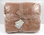 -NWT Barefoot Dreams Cozy Chic Stacked Rib Border Blanket 45" x 60" Honey Comb