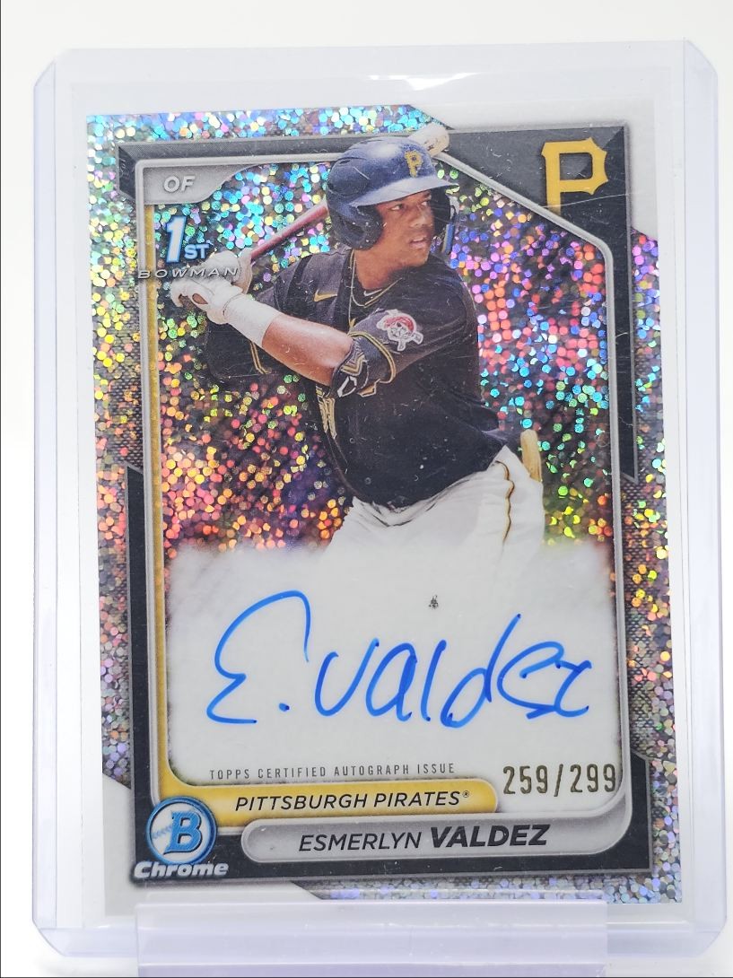 ESMERLYN VALDEZ 2024 BOWMAN CHROME 1ST SPECKLE REFRACTOR AUTO /299 Q1725