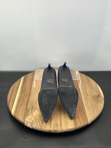 Marks and Spencer Women Court Stiletto Shoes Size 5.5 Navy Faux Leather Slip On - Picture 8 of 10