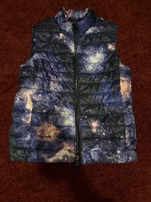 Lands End Kids ThermoPlume Packable Jacket Blue Galaxy Space Youth Small 8 Vest