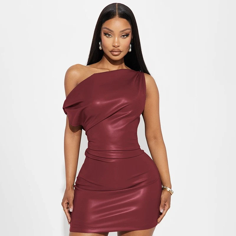 slim fit dress slacks RIDE OR DIE FAUX LEATHER MINI DRESS – AKIRA main image 0