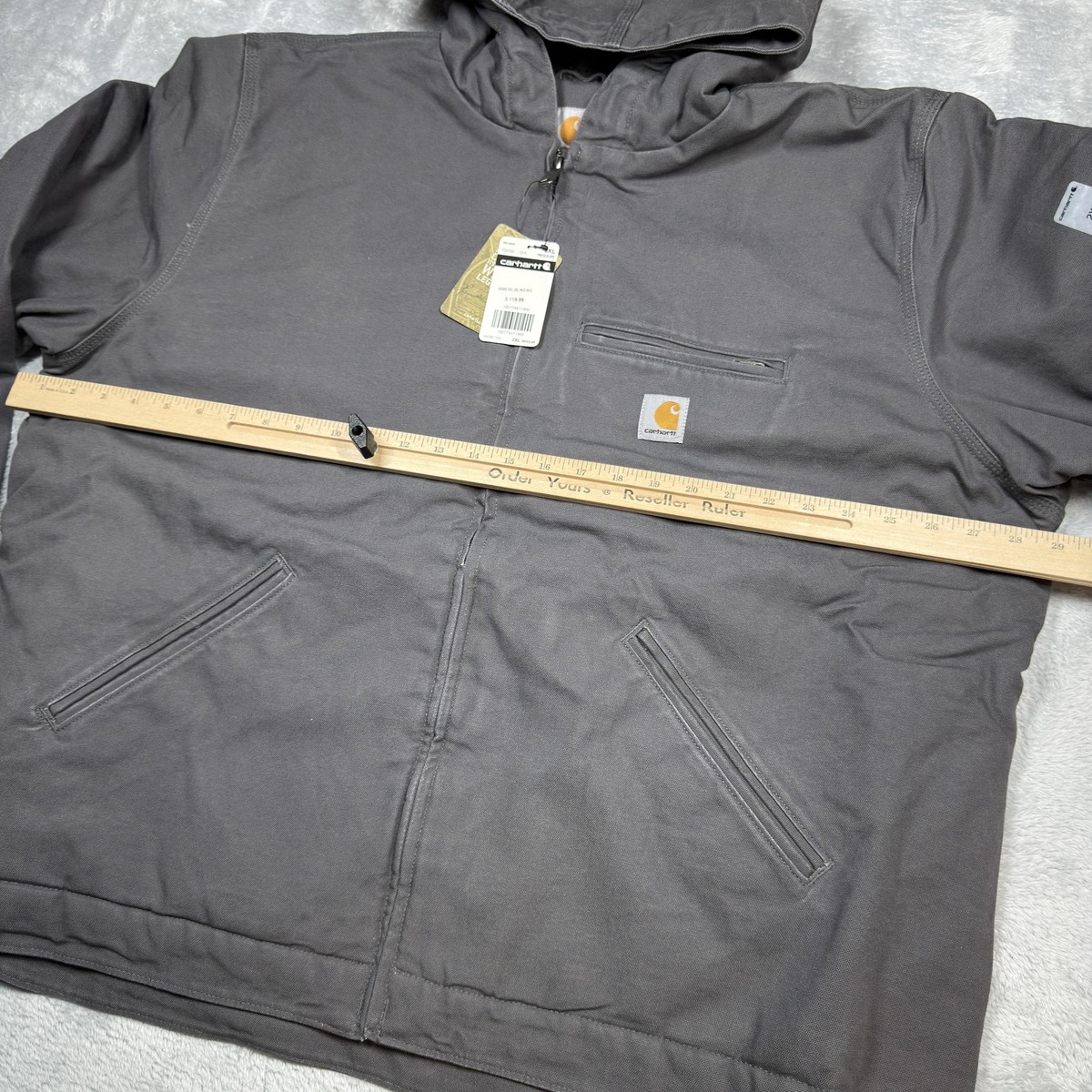 Carhartt Jacket Mens 2XL Gray Sherpa Lined Hooded Full Zip