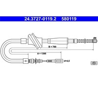 ATE Handbremsseil Hinten Passend FÜR Audi 100 | 24.3727-0119.2