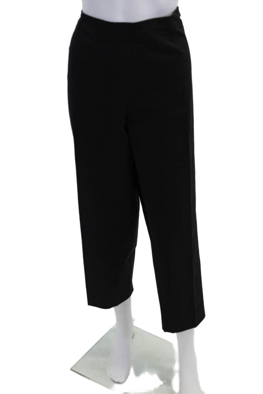 Piazza Sempione Womens Cotton Straight Leg Zippered Pants Black Size EUR 54