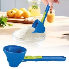 No Spill Scoop Converts to Funnel With Silding Base 2 in 1 Measuring Slide AN