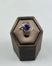 9ct gold amethyst and diamond ring , Vintage Hallmarked Natural Amethyst 