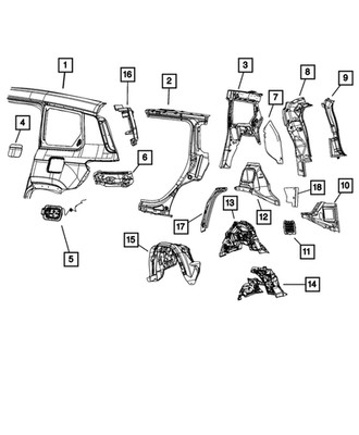 Genuine Mopar D Pillar Lower Extension Right 68410430AA