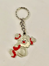 Rawcliffe Pewter Vintage 1988 I Love Clowns Key Chain, Red/White Enamel Accent