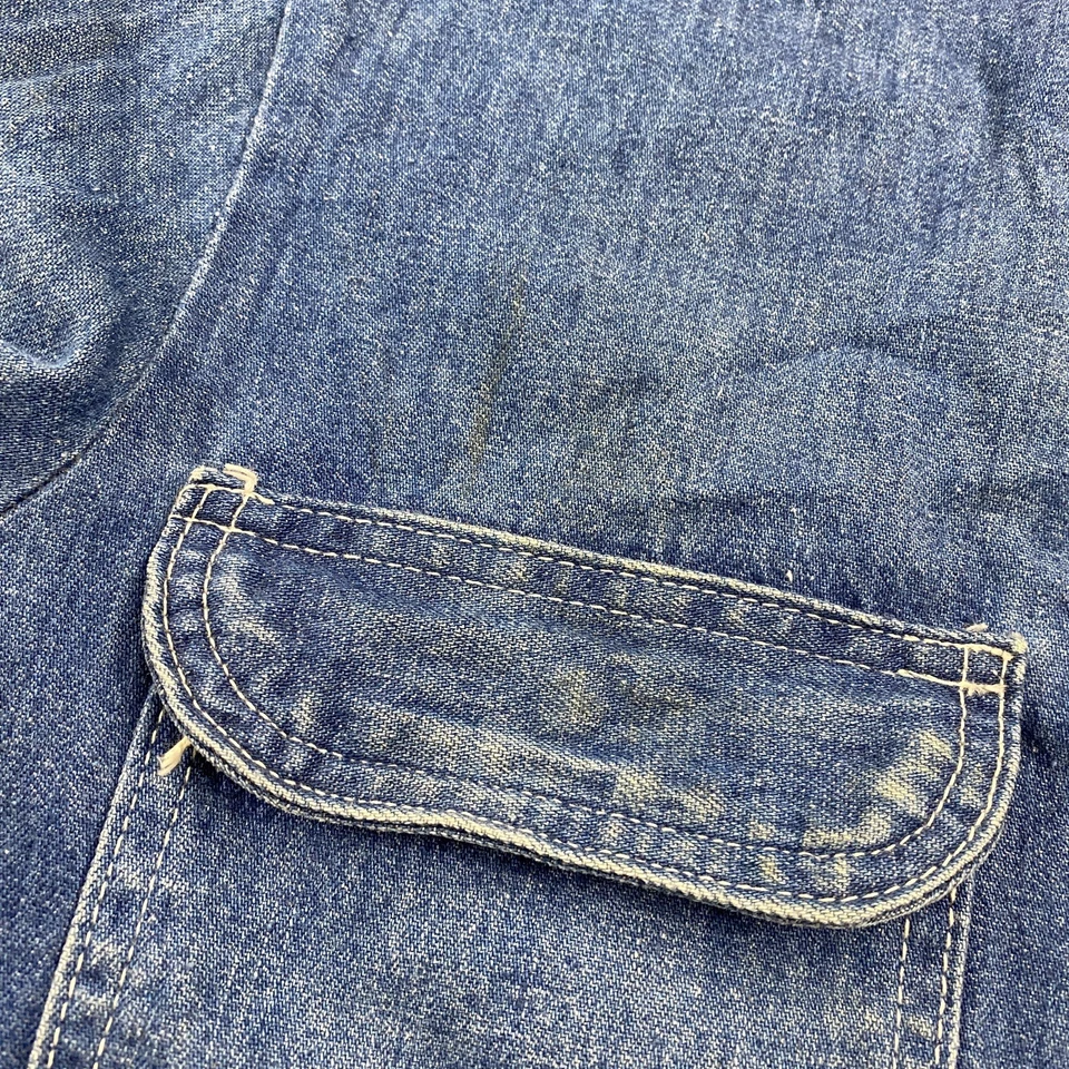 Chaqueta vaquera vintage para hombre L azul 50S 60S abrigo de granero oscuro sanforizado Foto 4 de 4