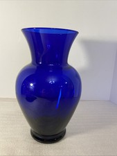 Large 10 3/4 Tall Cobalt Blue Glass Vase Vintage Decorative EUC