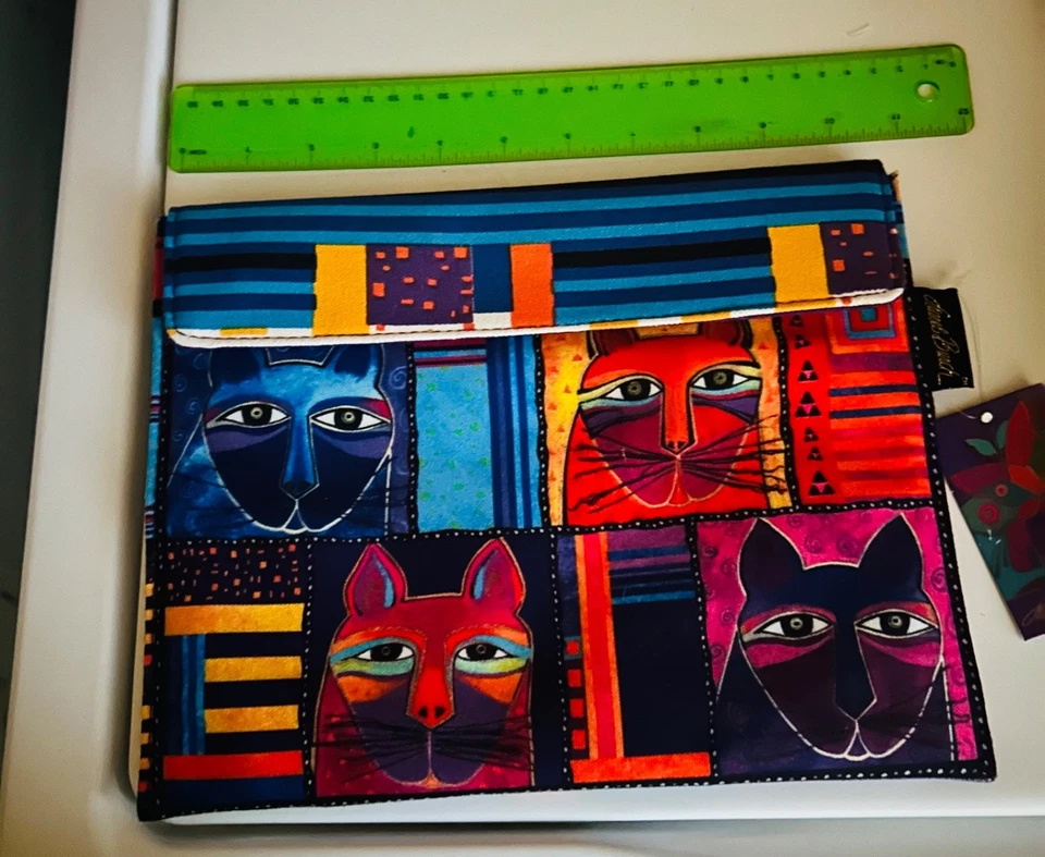 Laurel Burch Whimsical Cats Padded Tablet Case New with Tag Bold Colors 11x9” - Image 3 of 3