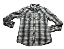 Buckle BKE Slim Fit Pearl Snap Plaid Mens Western Style Shirt Sz L FREE SHIPPIN