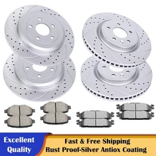 Front Rear Slotted Rotors Discs Brake Pads for Ford Flex Taurus Explorer MKS MKT