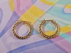 Gold Tone Hoop Earrings 22mm Diameter Vintage Rope Swirl Costume Jewelry