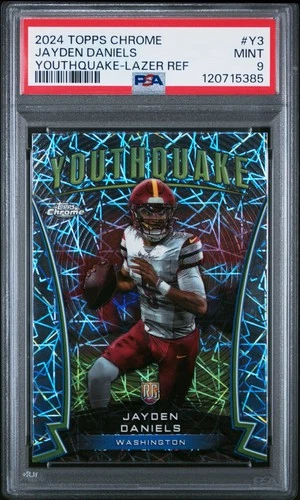 2024 TOPPS CHROME YOUTHQUAKE LAZER REFRACTOR #Y3 JAYDEN DANIELS PSA 9