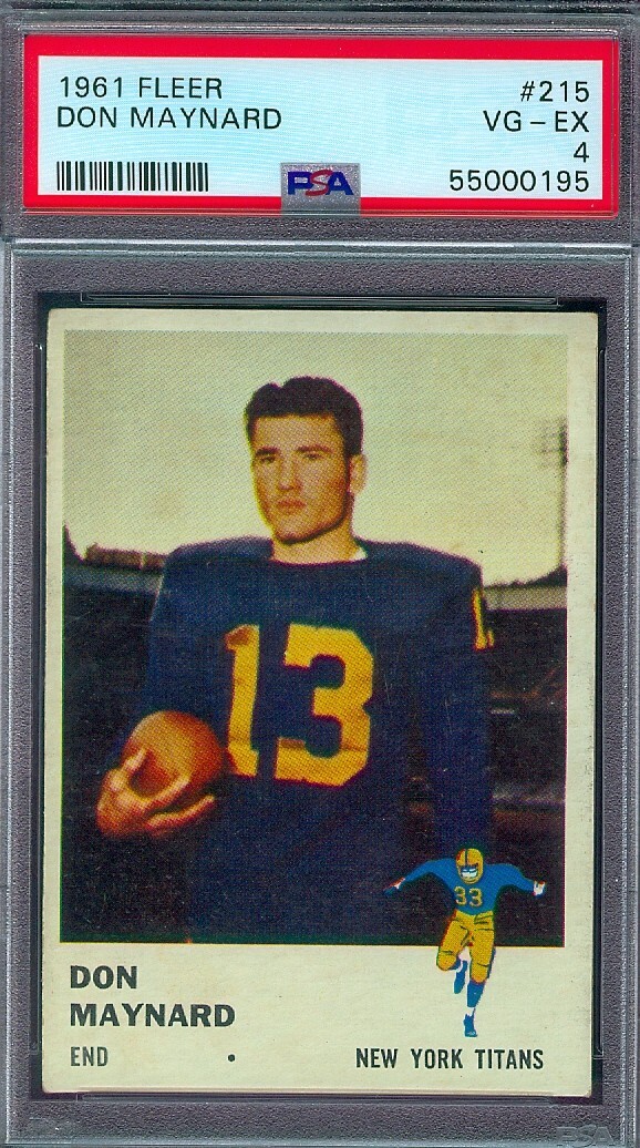 1961 FLEER #215 DON MAYNARD (ROOKIE/HOF) PSA 4 !!