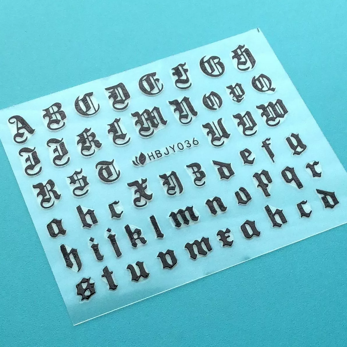 1PCS Colored Roman Alphabet Nail Art Stickers 3D Golden Heart