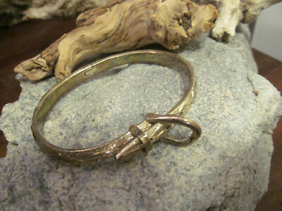 Vintage Sterling Silver 925 Buckle Belt Bangle Patterned Bracelet