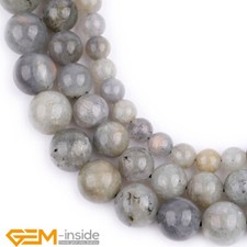 Gray Larvikite Labradorite Natural Gemstone Round Beads Jewellery Making 15" AU
