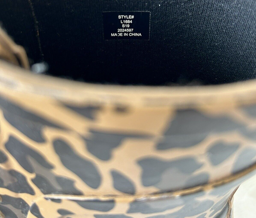 J Crew Rain Boots Leopard Rubber Sole Lace Up Upper Size 7 VGUC - Picture 4 of 10