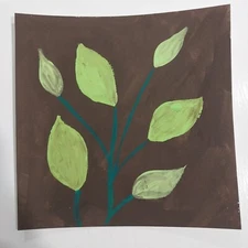 6x6 Inch Gouache Painting Impressionism  Original Art Title Forest Leaf's A1