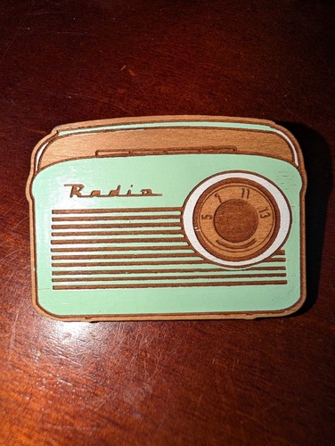 Deer Arrow Wooden Painted Radio Brooch