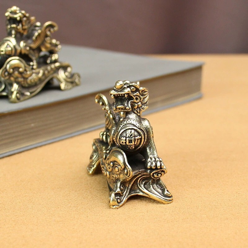1Pair Brass Pi Yao Pi Xiu Statue Feng Shui Wealth Porsperity Figurine ...