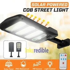 Solar LED Street Light Motion Remote Sensor Control Wall Flood Outdoor Yard Lamp