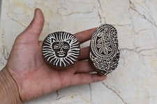 2p Wood Printing Block Pottery Stamp Hand Carved Stamp Block Print Stamp Textile