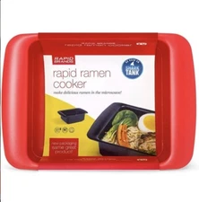 Rapid Ramen Cooker Microwave Ramen 3 Minutes BPA Free Dishwasher Safe Red