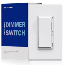 ELEGRP Digital Dimmer Light Switch 1 Pack, Matte White, UL Listed