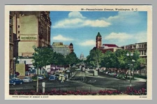 Linen Postcard Pennsylvania Avenue Washington DC