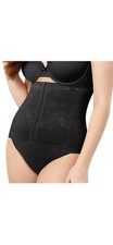 Maidenform Black Corset Hook and Eye Lace Print Shapewear Waist Nipper size 2X