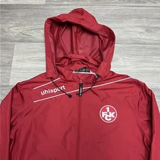 Uhlsport Rain Jacket Adult S Red Full Zip Windbreaker Track Goalkeeper German