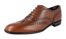 PRADA Leather Oxford Dress Shoes - 2EC121 - Brown Brogue - NEW