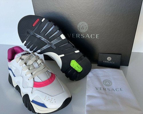 Sneakers VERSACE SQUALO WHITE MULTI TRAINERS 10 US (40 Euro) Italia nuove con scatola $875 - Foto 6 di 12