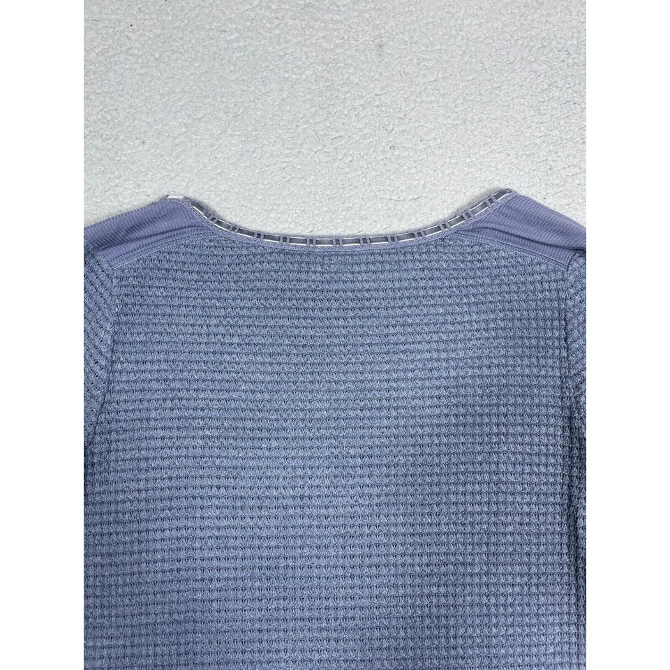 Sundance Womens Size S Blue Everly Waffle Knit Thermal Long Sleeve Tee