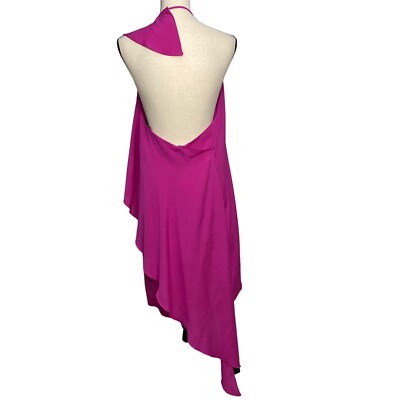 Angel Sanchez Women's 12 Halter Dress Magenta Asymmetrical Ruffle Open Back  | eBay