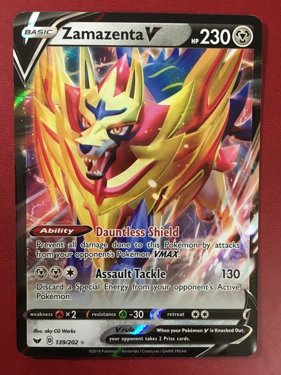 Zamazenta V ULTRA RARE 139/202 Sword and Shield Base Set Pokemon TCG NM  HOLO