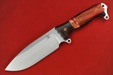 Busse Custom ASH1 .225" Satin INFI Red/Black G10 G-rexed Walnut/Curly Oak Handle