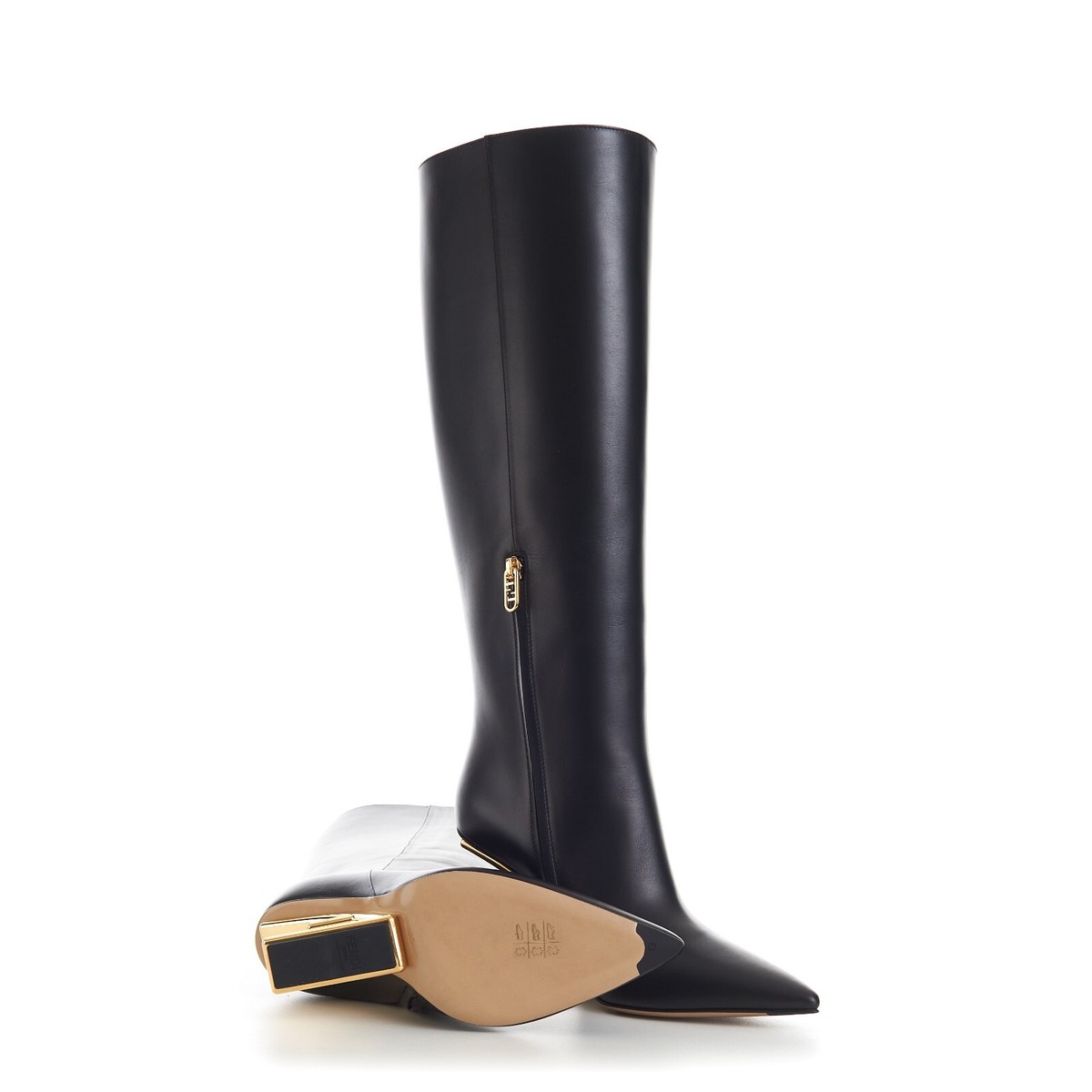 FENDI FIRST 2650$ Black Leather High-Heeled Boots - O'lock FENDI FIRST 2650$ Black Leather High-Heeled Boots - O'lock