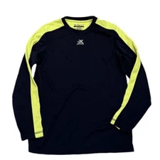 Boys Cold Gear Athletic Top Base Layer Blue Neon Yellow L Sports