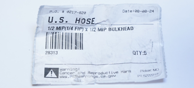 ｓ New 28313 1/4 FIP X 1/2 MIP BULKHEAD ANCHOR COUPLING EQBF28313