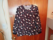 Scrub Works Size S Multi Color Snap Down Long Sleeve Ghost Trick Or Treating Top