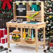 DREAM BUILDING Mud Kitchen for Kids Outdoor, Toddler Wooden Pretend Play Kitc...