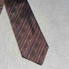 Versace Men’s Dress Tie Size 57” 3.5” Multicolor Repp Silk Business Formal City 