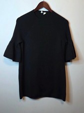 MOTH Anthropologie Black Bell Sleeve Knit Sweater Mini Dress Tunic Size Small