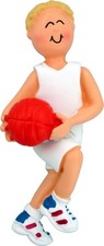 Basketball Male Blonde Personalized Christmas Tree Ornament